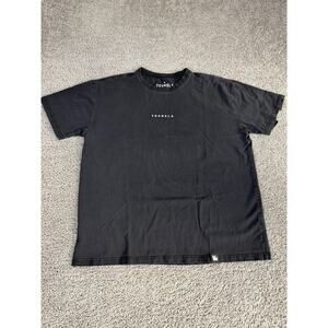 YoungLA Shirt Mens Medium Black White Cotton Blend Stretch Short Sleeve READ